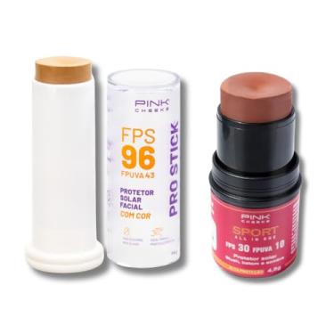 Imagem de Kit Protetor Solar com cor PRO30 + Blush em Bastão (Terracota) - Resistente Água Esporte Beleza Solar Maquiagem Sombra Radicais Livres Textura Pele, Pink Cheeks