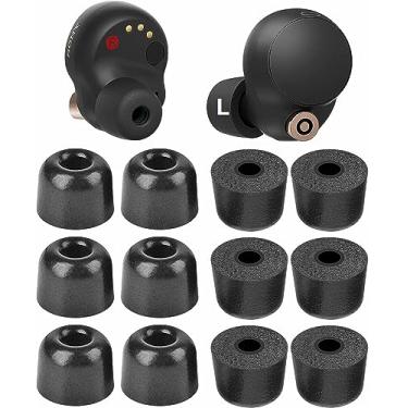 Imagem de BLLQ Pontas de espuma de memória compatíveis com Sony WF-1000xm5 1000xm4 WF-C700n pontas auriculares de substituição, cancelamento de ruído perfeito, encaixe na capa, pontas de espuma 6 pares, preto,