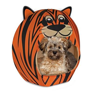 Imagem de Cama Pet Friends Iglu Tema Tigre para Animais de Estimação com Almofada com Interior Forrado de Pelúcia e Base Antiderrapante, Tamanho Médio, Pro Ball Pets Maccabi.