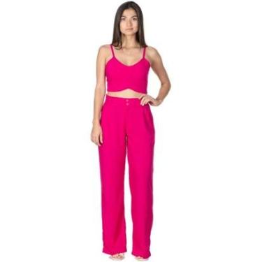 Imagem de Conjunto Pantalona Feminino Calça E Cropped Viscolinho-Feminino