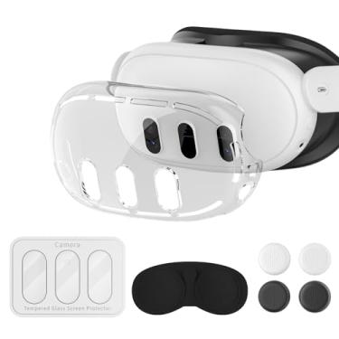 Imagem de Protective Case for Meta Quest 3, TanReginal Accessories for Meta Quest 3, Impact and Heat-Proof Case Come with Inside Lens Cover, 3 Lens Tempered Glass Protector, 4 Joystick Caps