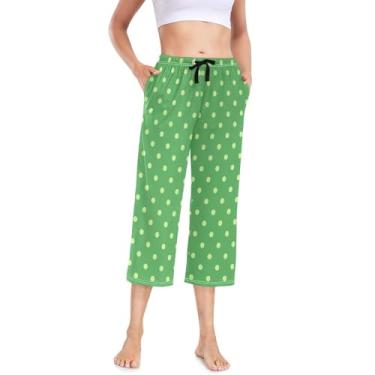 Imagem de KLL Pijama feminino elástico feminino capri plus size pijama pijama moletom bolinhas verde, Bolinhas, verde, G