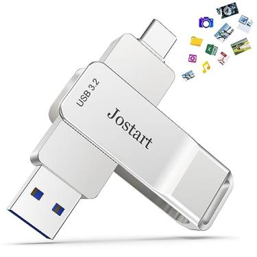 Imagem de Pen drive USB C de 128 GB, 500 MB/s, pen drive USB 3.2 Gen2 duplo, pen drive de armazenamento externo para fotos para iPhone 15 série 16/tablet/OTG Android/Windows/Mac OS/Linux