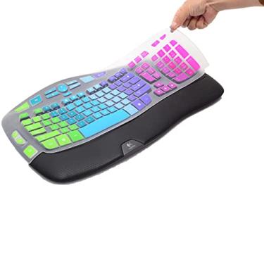 Imagem de Capa de teclado para teclado Logitech K350 MK550 MK570 Wireless Wave, película protetora de teclado de silicone colorido para Logitech K350 MK550 MK570 Acessórios de proteção ergonômicos para teclado
