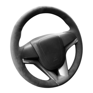 Imagem de Alfanxi Capa de volante Alcantara costurada à mão compatível com Chevrolet Cruze Aveo Orlando Holden Cruze Ravon R4 (sem listras)