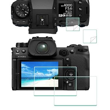 Imagem de ULBTER Película protetora de tela para Fujifilm X-H2S X-H2 Fuji XH2S XH2 LCD + PET Top Flim [2 + 2 unidades] Vidro temperado de dureza 9H antiarranhões e antibolhas