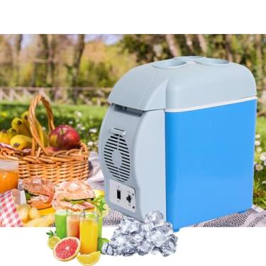 Imagem de CNAOHGHN Mini geladeira para carro de 7,5 L, geladeira de acampamento silenciosa portátil de uso duplo para casa e carro, mini geladeira de carro de 12 V/24 V, geladeira de carro para escritórios de