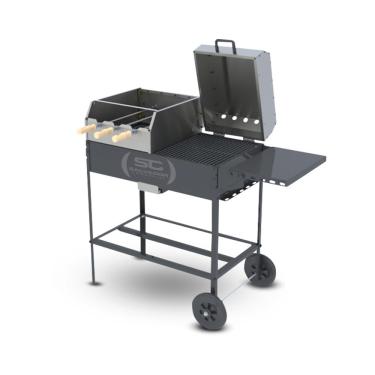 Imagem de Churrasqueira Americana Rotativa Progás Prca-340 Aço Inox Com Rodas Mesa e Grelha Bivolt P41714