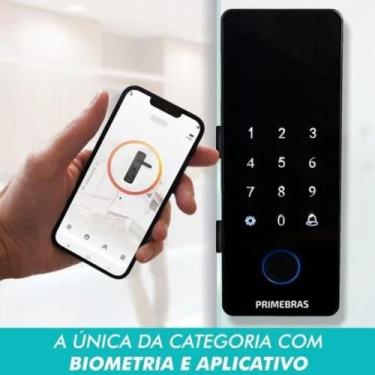 Imagem de Fechadura Eletrônica Biométrica Touch Senha Athenas Primebras Porta De