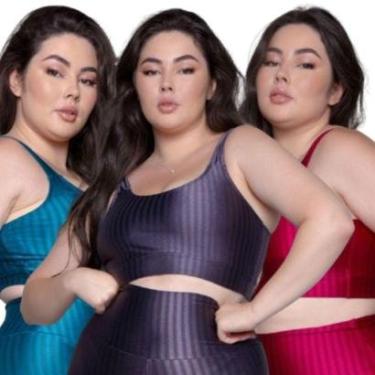 Imagem de KIT 2 Top New Zig 3D Plus Size Bella Fiore Bojo Removível Alta Compressão Academia Moda Fitness-Feminino