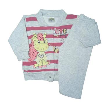 Imagem de Conjunto Moletom Bebê Menina Cinza Cute Tamanho P - Clubinho