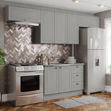 Imagem de Cozinha Completa 4 Peças 100% MDF Americana Cinza