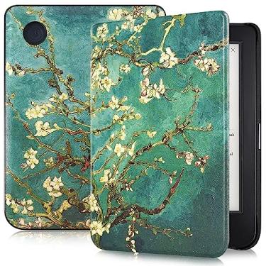 Imagem de Caweet Capa para Kobo Clara Color/Kobo Clara BW 15 cm versão 2024, capa de couro PU ultraleve com despertar/hibernar automaticamente, flor de amendoeira