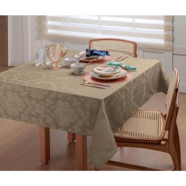 Imagem de Toalha de mesa 10 lugares cor avelã tecido jacquard 3,0m