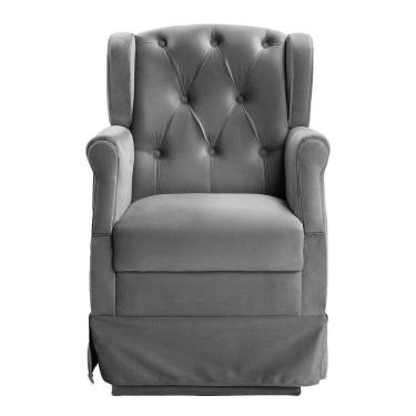 Imagem de Poltrona Cade. De Amam. Balanço Ternura Veludo Cinza Chumbo