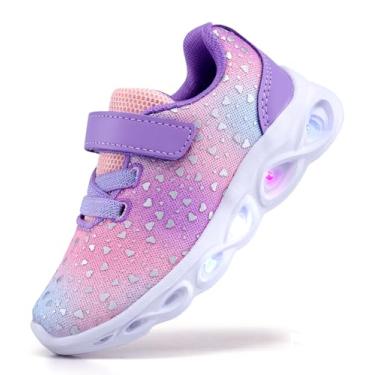 Imagem de SINOSKY Tênis infantil infantil com iluminação LED, Orquídea, 6 Toddler