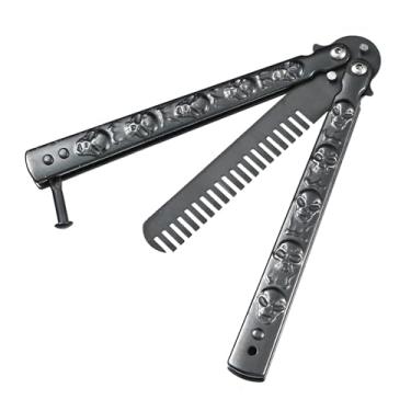 Imagem de Pentes dobráveis punk de titânio preto, pentes dobráveis de aço inoxidável, ferramentas de estilo de cabelo para uso esportivo ao ar livre