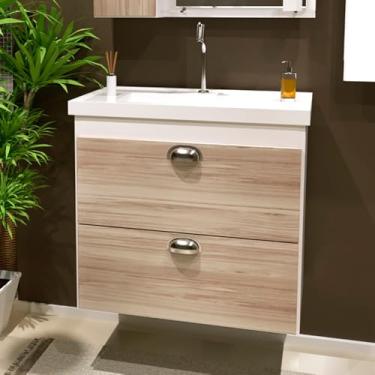 Imagem de Gabinete Toucador Para Banheiro Veneza Com Cuba 58cm Branco/Maple