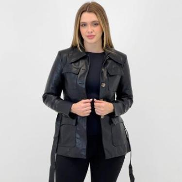 Imagem de Casaco Mamô Trench Coat Médio em P.U Feminino-Feminino