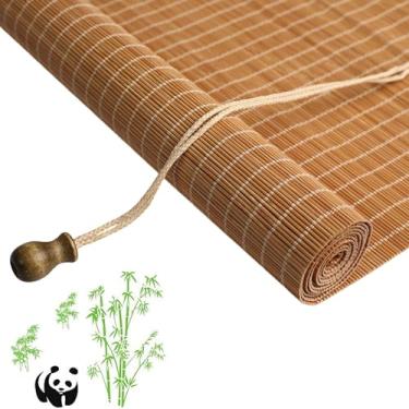 Imagem de YYGJYGOO Persianas de rolo de bambu natural, 40 50 60 70 80 90 100 110 120 130 140 150 160 cm, cortinas romanas, cortina de proteção solar para janelas, para interior/exterior/jardim (tamanho: 40 cm x