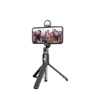Imagem de Bastão Pau Selfie Tripe Com Led Controle Bluetooth Retrátil Para Celul