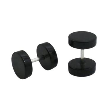 Imagem de Brinco Masculino Falso Alargador de Aço Inox Preto Redondo PAR - Vorax