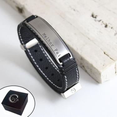 Imagem de Pulseira de Couro Preto Ajustável MELHOR PAI - DIA DOS PAIS - HOMENAGE