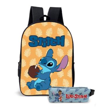 Imagem de Kit Mochila e o estojo Escolar Masculino Feminino Stitch Volta às Aula