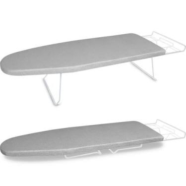 Imagem de Tábua Mesa De Passar Roupa Dobrável Slim Tecido Metálico Branca - Genu