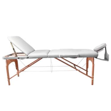 Imagem de Maca Dobrável Madeira 350kg Estética Massagem Portátil Cor Branco - Gold - Modelo 3 Seções 1,90x70cm