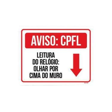 Imagem de Kit 5 Placas Aviso Cpfl Leitura Relógio Olhar Por Cima Muro - Sinalizo