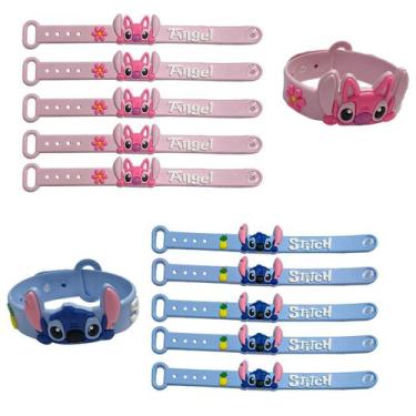 Imagem de Pulseira emborrachada de 19cm personagem Angel e Stitch com regulagem 