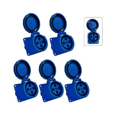 Imagem de 5 pcs Tomada Embutir 3P+T 63A 9H Azul 220/250V OMG-4549 - OMEGA