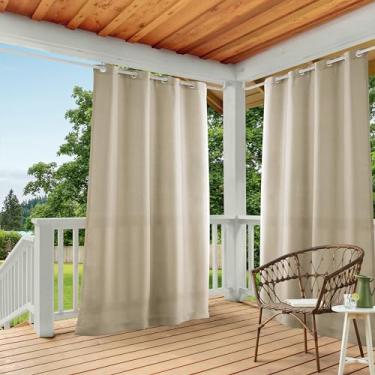 Imagem de Exclusive Home Curtains Par de painel de cortina superior liso para ambientes internos/externos, 137 x 213 cm, castanho-acinzentado, 2 unidades