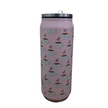 Imagem de Garrafa Latinha Squeeze De Inox Parede Dupla Estampada 400ml - Weeze, 