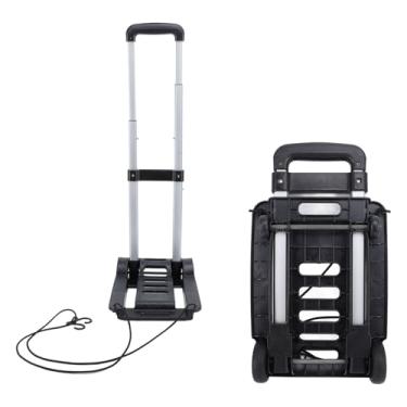 Imagem de Carrinho de Mão Dobrável, Carrinho de Bagagem Com Rodas, Carrinho Dobrável Com Alça Ajustável e Corda Elástica, Carrinho Utilitário para Bagagem, Viagens, Mudanças, Compras