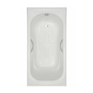 Imagem de Porcher Banheira de ferro fundido Drop-In Romaine Nouveau 60300-02.001 com guidão cromado polido, branco