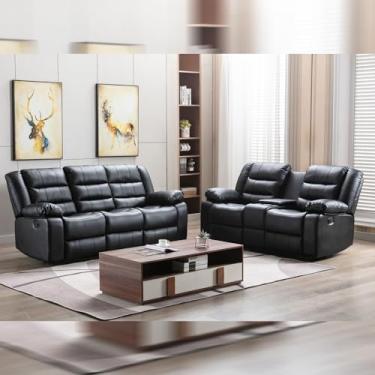 Imagem de Conjunto Poltronas Sala de Cinema 2 e 3 Lugares Hollywood com Massagem/Aquecimento PU Preto G31 - Gran Belo