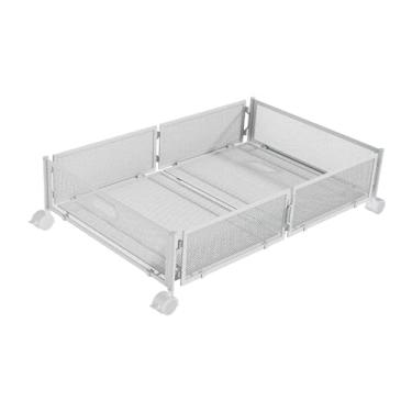 Imagem de Generic Sapateira com rodas para armazenamento embaixo da cama com alça, caixa de armazenamento com economia de espaço, organizador de sapatos para quarto, Branco