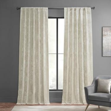 Imagem de HPD Half Price Drapes Cortinas de veludo Lush Crush – Cortina de escurecimento de ambiente de 300 cm de comprimento para quarto e sala de estar, visual luxuoso, design de bolso de haste, (1 painel),
