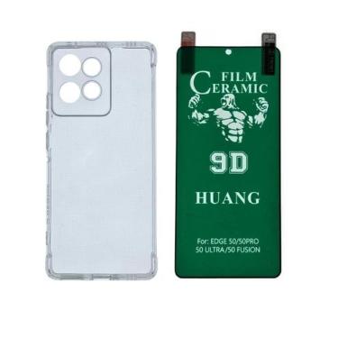 Imagem de Capa Capinha Anti Impacto + Pelicula Ceramica Gel 9d Para Motorola Edg