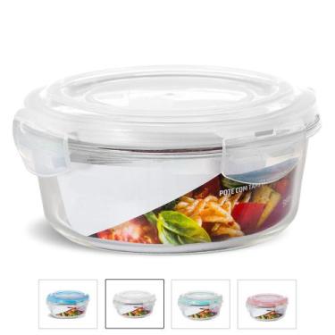 Imagem de Kit 4 Potes Vidro Hermético Trava Redondo 950ml Marmita - U4home, Bran