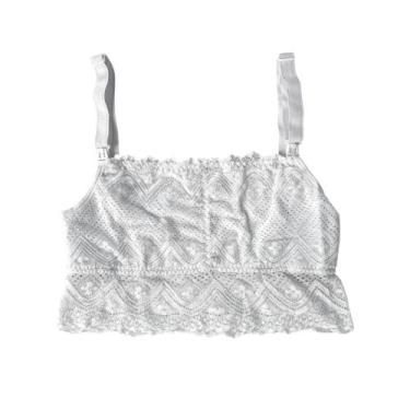 Imagem de Cropped Rendado de Amamentação Maternidade Gestante Pós Parto Moda Mam