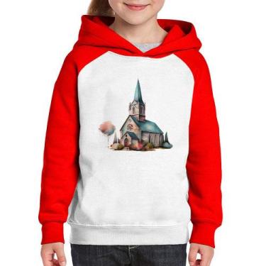 Imagem de Moletom Infantil Igreja Arte - Foca na Moda, Branco, Vermelho, 14