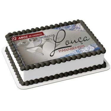 Imagem de Papel De Arroz P/ Bolo 22 Anos De Casados Bodas De Louça - Genérico