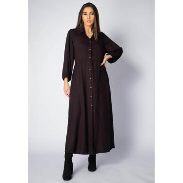 Imagem de Vestido Longo Saúva Viscose Manga Longa Preta - Amazonia Vital