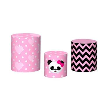 Imagem de Trio De Capa Cilindro - Panda Baby Rosa Menina 002 - Via Cores