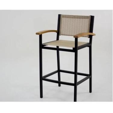 Imagem de Banqueta Alta Aluminio Tela Sling Bar Cozinha Área De Lazer - Sarah Mó