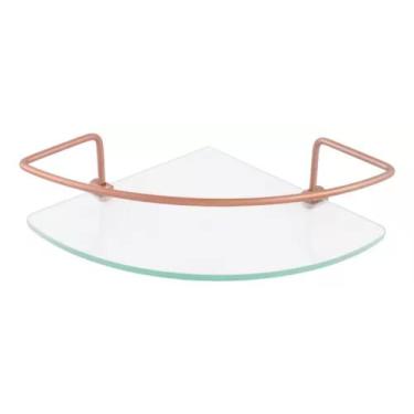 Imagem de Suporte Porta Shampoo Prateleira Banheiro Canto Vidro Rosê - HC METAIS