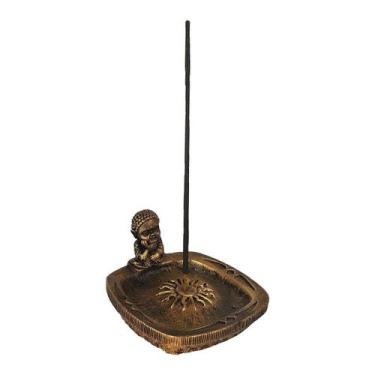 Imagem de Incensario Quadrado Pratinho Buda Porta Incenso Cor Dourado - Dc